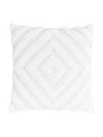 Housse de coussin 50x50 Kara, 100 % coton, Blanc, larg. 50 x long. 50 cm