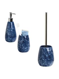 Dosatore di sapone in ceramica Blue Marble, Contenitore: ceramica, Testa della pompa: materiale sintetico (ABS), Blu, Ø 8 x Alt. 20 cm
