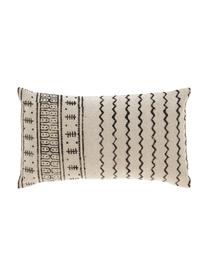 Housse de coussin rectangulaire ethnique Brafton, Beige, noir