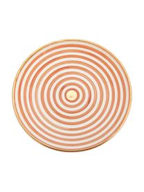 Ręcznie wykonany talerz duży Assiette, Ceramika, Pomarańczowy, odcienie kremowego, złoty, Ø 26 cm