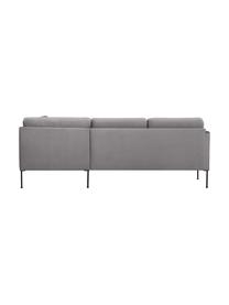 Sofa narożna z aksamitu Fluente, Tapicerka: aksamit (wysokiej jakości, Stelaż: lite drewno sosnowe z cer, Nogi: metal malowany proszkowo, Szary aksamit, S 221 x G 200 cm, lewostronna