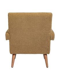 Poltroncina in tessuto Teddy marrone Berna, Rivestimento: 100% poliestere (pellicci, Struttura: legno di pino, compensato, Piedini: legno di albero della gom, Teddy marrone, Larg. 65 x Prof. 79 cm