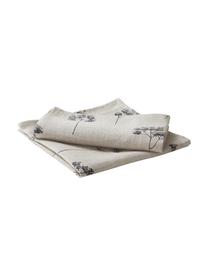 Linnen servetten Leaf, 2 stuks, 100% linnen, Beige, zwart, 45 x 45 cm