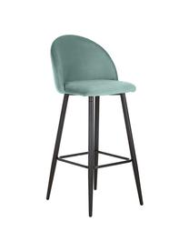 Krzesło barowe z aksamitu Amy, Tapicerka: aksamit (poliester) 20 00, Nogi: metal malowany proszkowo, Aksamitny turkusowy, S 45 x W 103 cm