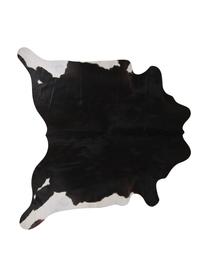 Alfombra de piel bovina Pisces, Piel bovina, Blanco con manchas negras, Piel bovina única 967, 160 x 180 cm
