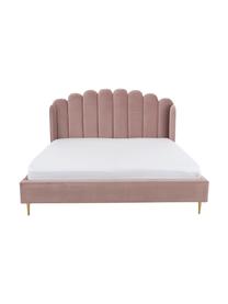 Zamatová čalúnená posteľ Glamour, Zamatová bledoružová, 160 x 200 cm