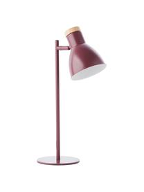 Lampa biurkowa z drewnianym dekorem Venea, Ciemny różowy, brązowy, Ø 15  x W 47 cm