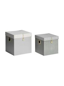 Aufbewahrungboxen-Set Square, 2-tlg., Karton, laminiert, Grau, Set mit verschiedenen Größen