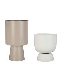 Ensemble de cache-pots en métal Courba, 2 élém., Métal, enduit, Blanc, taupe, Lot de différentes tailles