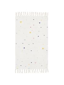 Tapis enfant avec franges Tainka, 95 % coton, 5 % polyester, Blanc bleu, jaune, rose, larg. 65 x long. 110 cm (taille XS)