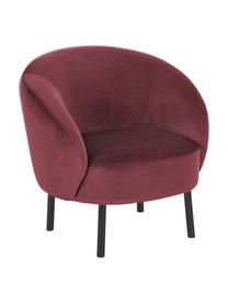 Fluwelen fauteuil Freja, Bekleding: fluweel (polyester), Poten: gepoedercoat metaal, Fluweel donkerrood, B 65 x D 72 cm