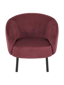 Fluwelen fauteuil Freja, Bekleding: fluweel (polyester), Poten: gepoedercoat metaal, Fluweel donkerrood, B 65 x D 72 cm