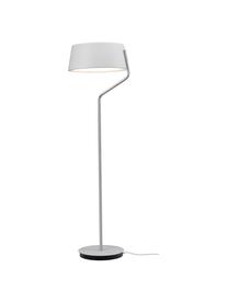 Dimbare LED vloerlamp Belaja van metaal, Lampenkap: gecoat metaal, Lampvoet: geborsteld metaal, Wit, zilverkleurig, Ø 43 x H 148 cm