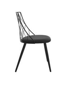 Chaise en cuir synthétique Addie, 2 pièces, Cuir synthétique noir, pieds chêne, larg. 49 x prof. 49 cm