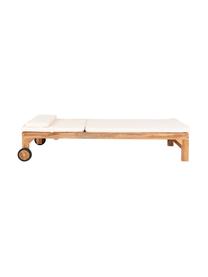 Bain de soleil en bois de teck avec rembourrage Andorre, Bois de teck, blanc crème, larg. 200 x long. 62 cm