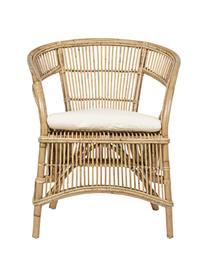 Krzesło z rattanu z poduszką Consuelo, Beżowa tkanina, rattan, S 68 x W 82 cm
