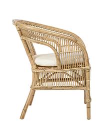 Sedia in rattan con cuscino Consuelo, Tessuto beige, marrone chiaro, Larg. 68 x Alt. 82 cm