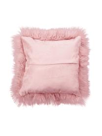 Housse de coussin 40x40 peau d'agneau à longs poils frisés Ella, Rose