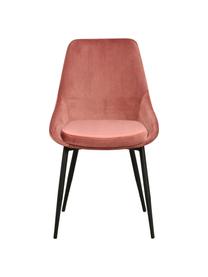 Fluwelen stoelen Sierra in roze, 2 stuks, Bekleding: polyester fluweel, Poten: gelakt metaal, Fluweel roze, B 49 x D 55 cm