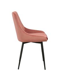 Fluwelen stoelen Sierra in roze, 2 stuks, Bekleding: polyester fluweel, Poten: gelakt metaal, Fluweel roze, B 49 x D 55 cm
