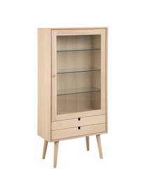 Vitrina de madera roble Century, estilo escandinavo, Patas: madera de roble, blanco p, Roble, transparente, An 36 x Al 143 cm