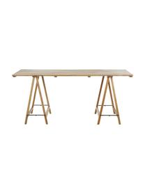 Massief houten tafel Trestle in scandi design, Natuurlijk teakhout, Teakhoutkleurig, B 180 x D 80 cm