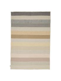 Tapis laine rayé multicolore tissé main Devise, Multicolore