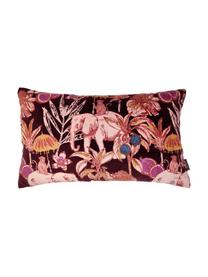 Cuscino in velluto con imbottitura Elephant, Rivestimento: 100% cotone, velluto, Rosso bordeaux, multicolore, Larg. 30 x Lung. 50 cm