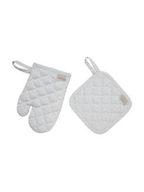 Gants de four pour enfants en coton bio Wave, 2 élém., Gris, blanc