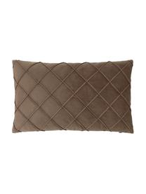 Housse de coussin en velours brun Luka, Velours (100 % polyester), Brun, larg. 30 x long. 50 cm