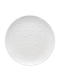 Piatto piatto in porcellana con ornamento in rilievo Ornament 2 pz, Porcellana, Bianco, Ø 30 cm