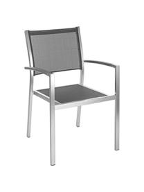 Silla con resposabrazos para exterior Irwin, Estructura: aluminio satinado, Asiento: textil, Acero, gris, An 54 x F 57 cm