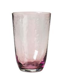 Mondgeblazen waterglazen Hammered, 4 stuks, Mondgeblazen glas, Lila, transparant, Ø 9 x H 14 cm, 400 ml