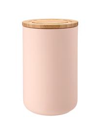Opbergpot Stak, Pot: keramiek, Deksel: bamboehout, Roze, bamboehoutkleurig, Ø 10 x H 17 cm