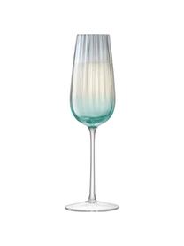 Handgemaakte champagneglazen Dusk, 2 stuks, Glas, Groen, grijs, Ø 6 x H 23 cm, 250 ml