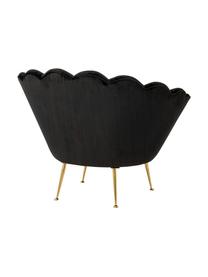 Fauteuil lounge en velours noir Trapezium, Noir, laiton