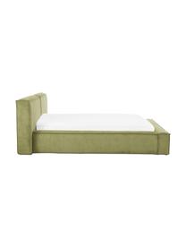 Polsterbett Lennon aus Cord, Bezug: Cord (98% Polyester, 2% P, Gestell: Massives Kiefernholz, FSC, Cord Dunkelgrün, B 140 x L 200 cm