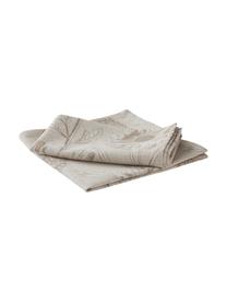 Stoff-Servietten Freya mit Blumenprint, 2 Stück, 86% Baumwolle, 14% Leinen, Beige, Braun, 42 x 42 cm