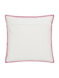 Katoenen kussenhoes Folk met geborduurd patroon, 100% katoen, Roze, wit, B 45 x L 45 cm