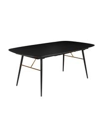 Uittrekbare eettafel Verona, Zwart, messingkleurig, B 180-230 x D 105 cm