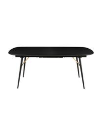 Mesa de comedor extensible Verona, Tablero: tablero de fibras de dens, Negro, latón, An 180-230 x F 105 cm