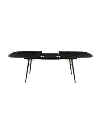 Mesa de comedor extensible Verona, Tablero: tablero de fibras de dens, Negro, latón, An 180-230 x F 105 cm