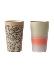 Handgemaakte XL beker 70's in retro stijl, 2-delig, Keramiek, Meerkleurig, Ø 9 x H 14 cm, 475 ml