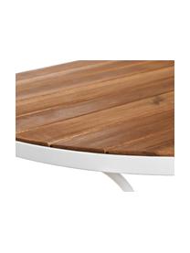 Table semi-circulaire de balcon, à plateau en bois Parklife, Blanc, bois d'acacia