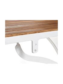 Halbrunder Balkontisch Parklife mit Holzplatte, Tischplatte: Akazienholz, geölt, Gestell: Metall, verzinkt, pulverb, Weiß, Akazienholz, 85 x 75 cm