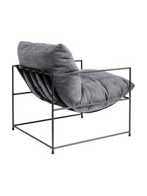 Moderner Sessel Cornwall in Grau, Bezug: 85% Baumwolle, 15% Polyes, Gestell: Stahl, pulverbeschichtet, Webstoff Grau, B 72 x T 75 cm