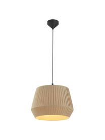 Lampada a sospensione con paralume in tessuto plissettato Dicte, Paralume: tessuto, Baldacchino: metallo rivestito, Beige, nero, Ø 40 x Alt. 34 cm