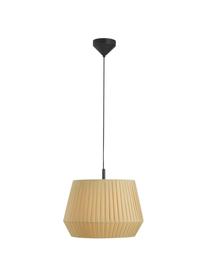 Lampada a sospensione con paralume in tessuto plissettato Dicte, Paralume: tessuto, Baldacchino: metallo rivestito, Beige, nero, Ø 40 x Alt. 34 cm