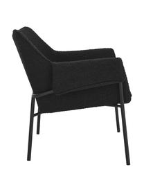 Bouclé loungefauteuil Effekt in zwart, Bekleding: 100 % polyester, Frame: gecoat metaal, Bouclé zwart, B 75 cm x D 64 cm