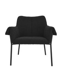 Bouclé loungefauteuil Effekt in zwart, Bekleding: 100 % polyester, Frame: gecoat metaal, Bouclé zwart, B 75 cm x D 64 cm